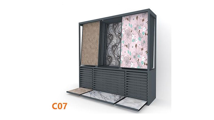 Tile shelf display rack for retail store 103
