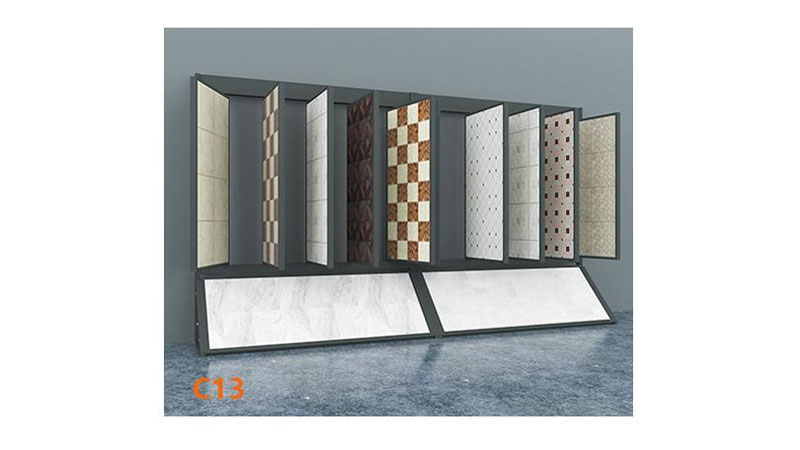 Tile shelf display rack for retail store 107